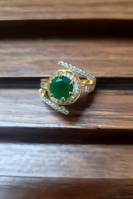 Green cz adjustable Ring