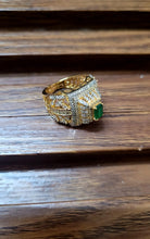 Load image into Gallery viewer, Emerald glow cz adjustable Ring