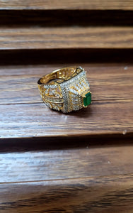 Emerald glow cz adjustable Ring