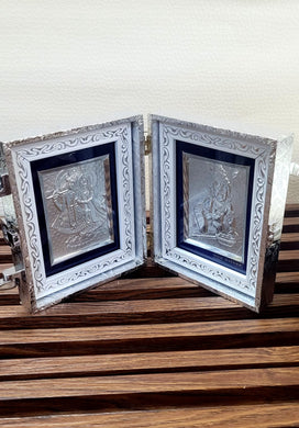 Radha Krishna Bal gopal Pocket Folder Temple for Pooja Room/999 Silver Foiled
