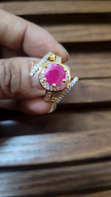Red cz adjustable Ring