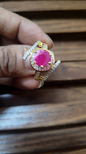 Red cz adjustable Ring