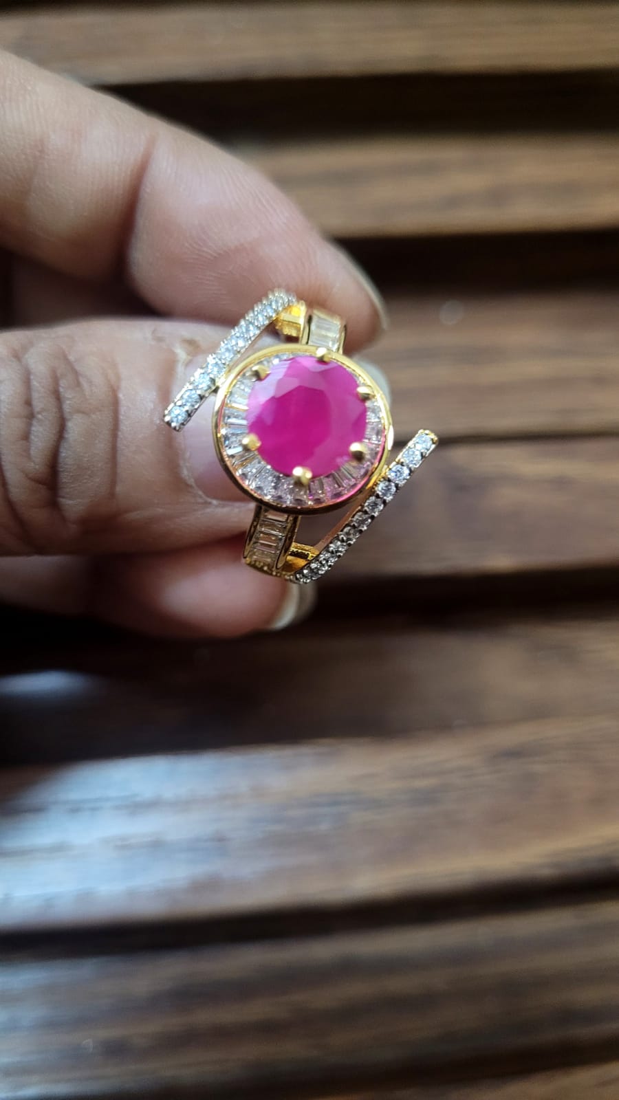 Red cz adjustable Ring