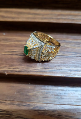 Emerald glow cz adjustable Ring