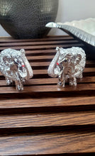 Load image into Gallery viewer, Elephant Pair Trunk Up Antique Finish/999 Silver Foiled