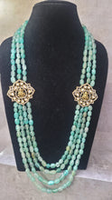 Load image into Gallery viewer, Layered Green Stone beaded side Pendant Necklace