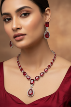 Load image into Gallery viewer, Red American Diamond Necklace set