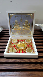 Laxmi Ganesh Pocket Folder Temple for Pooja Room/22ct Gold Foiled