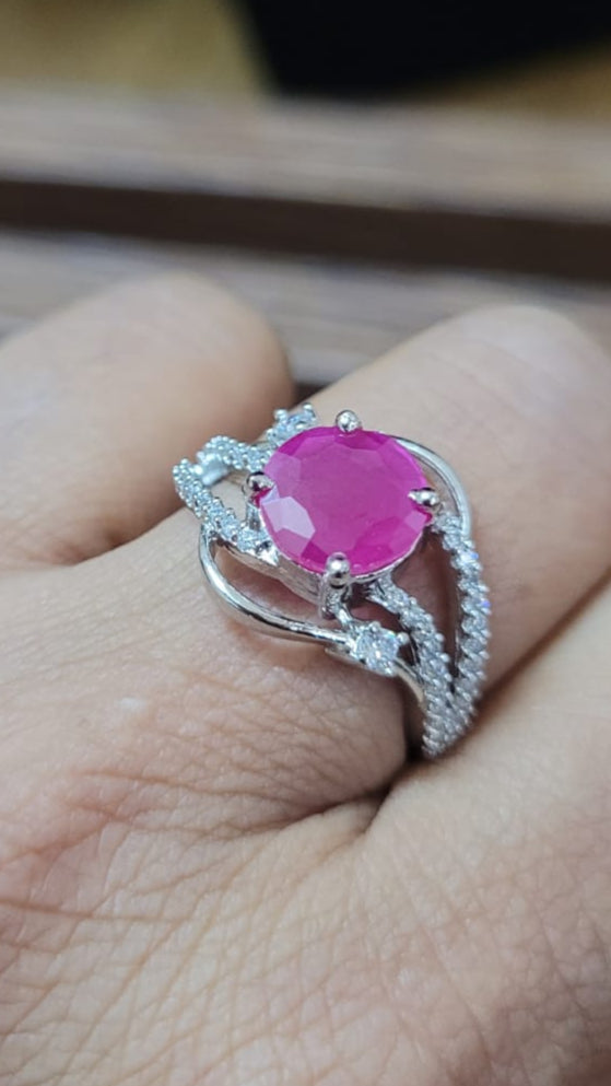 Ruby cz adjustable Ring