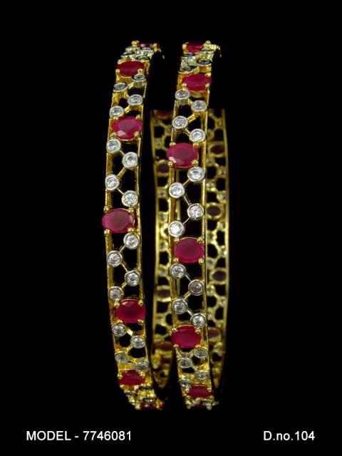 Gemzlane  Alluring Ruby CZ pair of bangles - Gemzlane