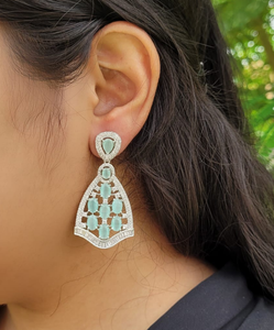 Ridhima Aquagreen diamond danglers Earrings