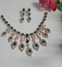 Load image into Gallery viewer, Kiaraa green Cubic zirconia  Diamond Necklace set