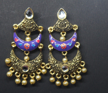 Load image into Gallery viewer, Gemzlane Purple meenakari  Danglers earrings