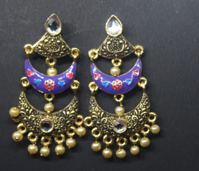 Gemzlane Purple meenakari  Danglers earrings