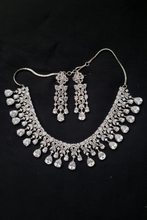 Load image into Gallery viewer, Priyanka White Silver plated Cubic zirconia diamond Necklace set