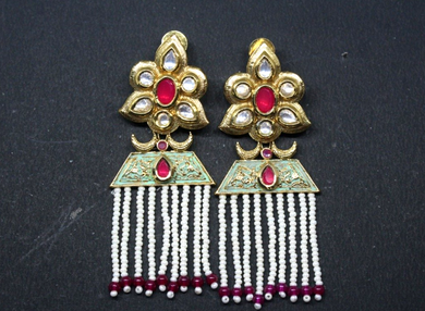 Gemzlane meenakari long fashion earrings for women and girls