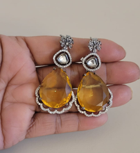 Load image into Gallery viewer, Natasha Yellow Stone diamond Danglers Earrings