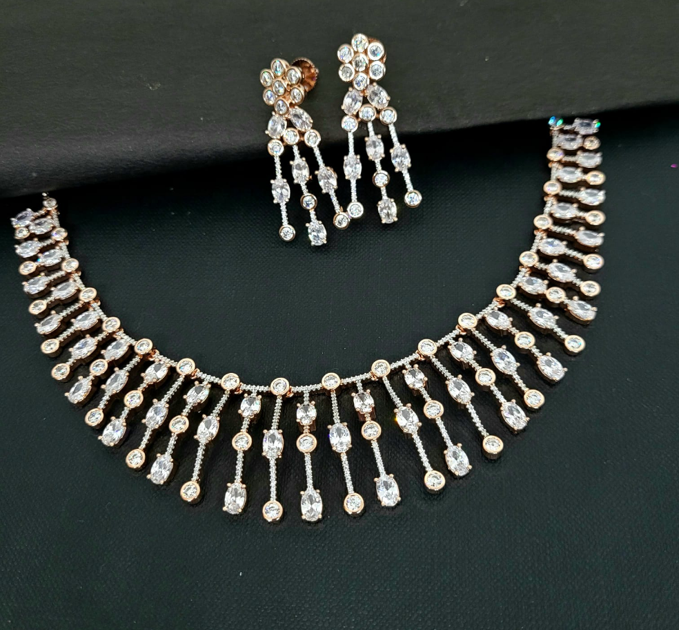 Drops Rosegold diamond Necklace set