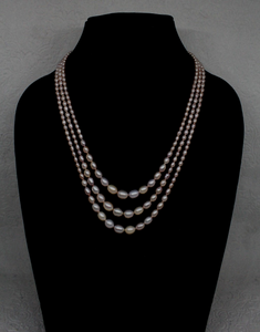 Multiline copper  Real Pearls necklace
