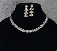 Load image into Gallery viewer, Sleek silver plated Cubic zirconia Diamond Necklace set