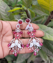 Load image into Gallery viewer, Jhanvi Ruby Red Stone diamond Danglers Earrings