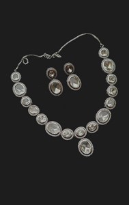 Kiaraa Silver Plated cz diamond Necklace set