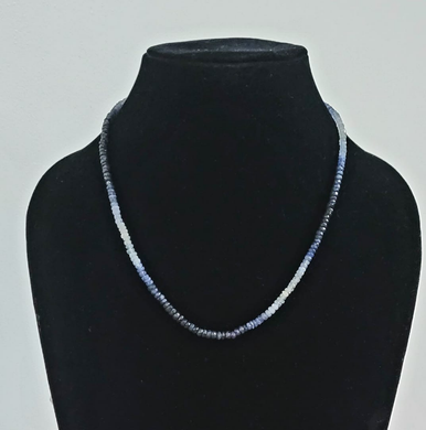 Blue Sapphire Precious Gemstone Shaded Single line Necklace