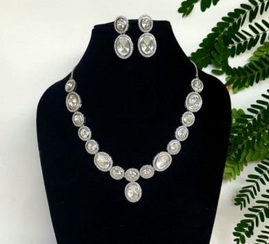 Kiaraa Silver Plated cz diamond Necklace set