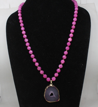 Load image into Gallery viewer, Gemzlane statement stone pendant  Beaded necklace