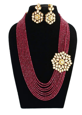 ruby sidependant layered necklace set