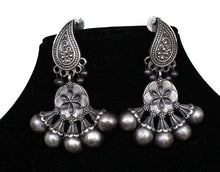 Load image into Gallery viewer, Tribal oxidized silver tone Earrings - Gemzlane