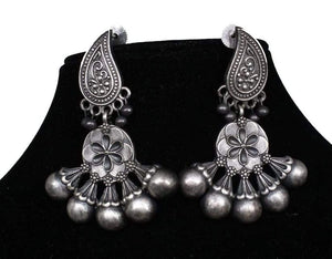 Tribal oxidized silver tone Earrings - Gemzlane