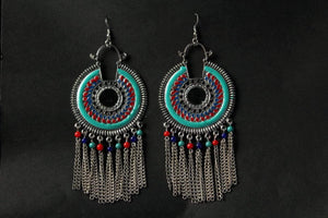 Gemzlane  oxidized multicoloured meenakari danglers earrings - Gemzlane