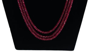 Gemzlane precious ruby gemstones 3 line  necklace