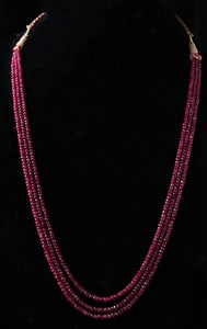 Gemzlane precious ruby gemstones 3 line  necklace