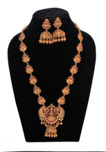 Load image into Gallery viewer, Mesmerizing South Temple jewellery long necklace set with jhumka - Gemzlane