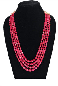 Precious  Ruby faceted Tear Drops Gemstone Layered Beaded Necklace - Gemzlane