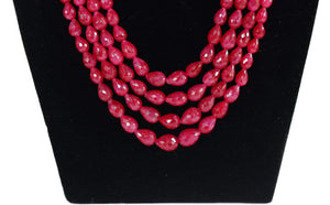 Precious  Ruby faceted Tear Drops Gemstone Layered Beaded Necklace - Gemzlane