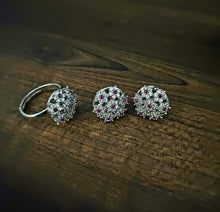 Load image into Gallery viewer, Gemzlane Combo of Cz Ruby diamonds  Studs Earrings with matching Ring - Gemzlane