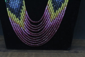 Precious gemstones 11 strands Ruby Emerald Sapphire  multi line Necklace with certificate