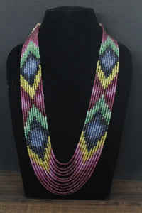 Precious gemstones 11 strands Ruby Emerald Sapphire  multi line Necklace with certificate