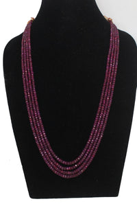 Precious Ruby gemstones 4 line necklace