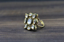 Load image into Gallery viewer, Gemzlane Kundan Adjustable Cocktail Rings for women and girls