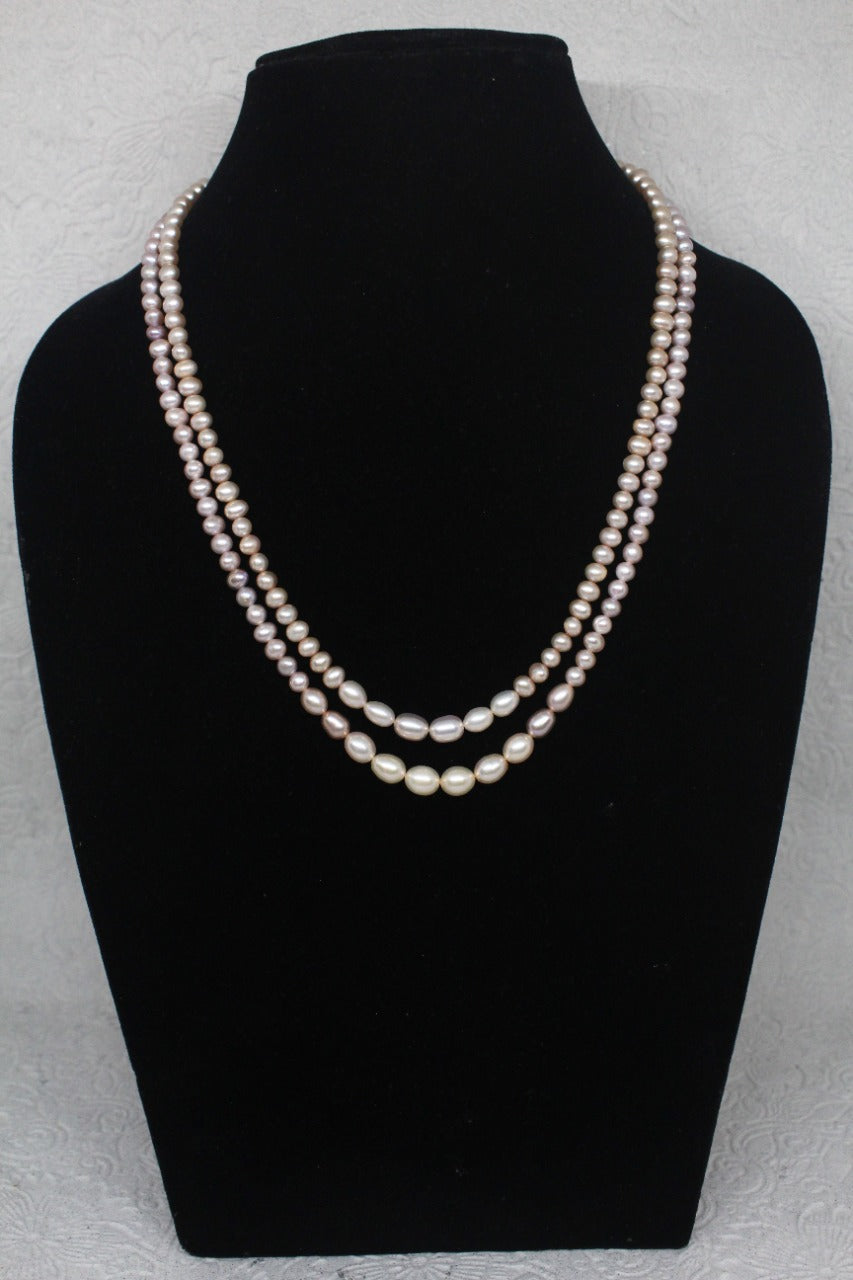 Double layered copper Real Pearls necklace
