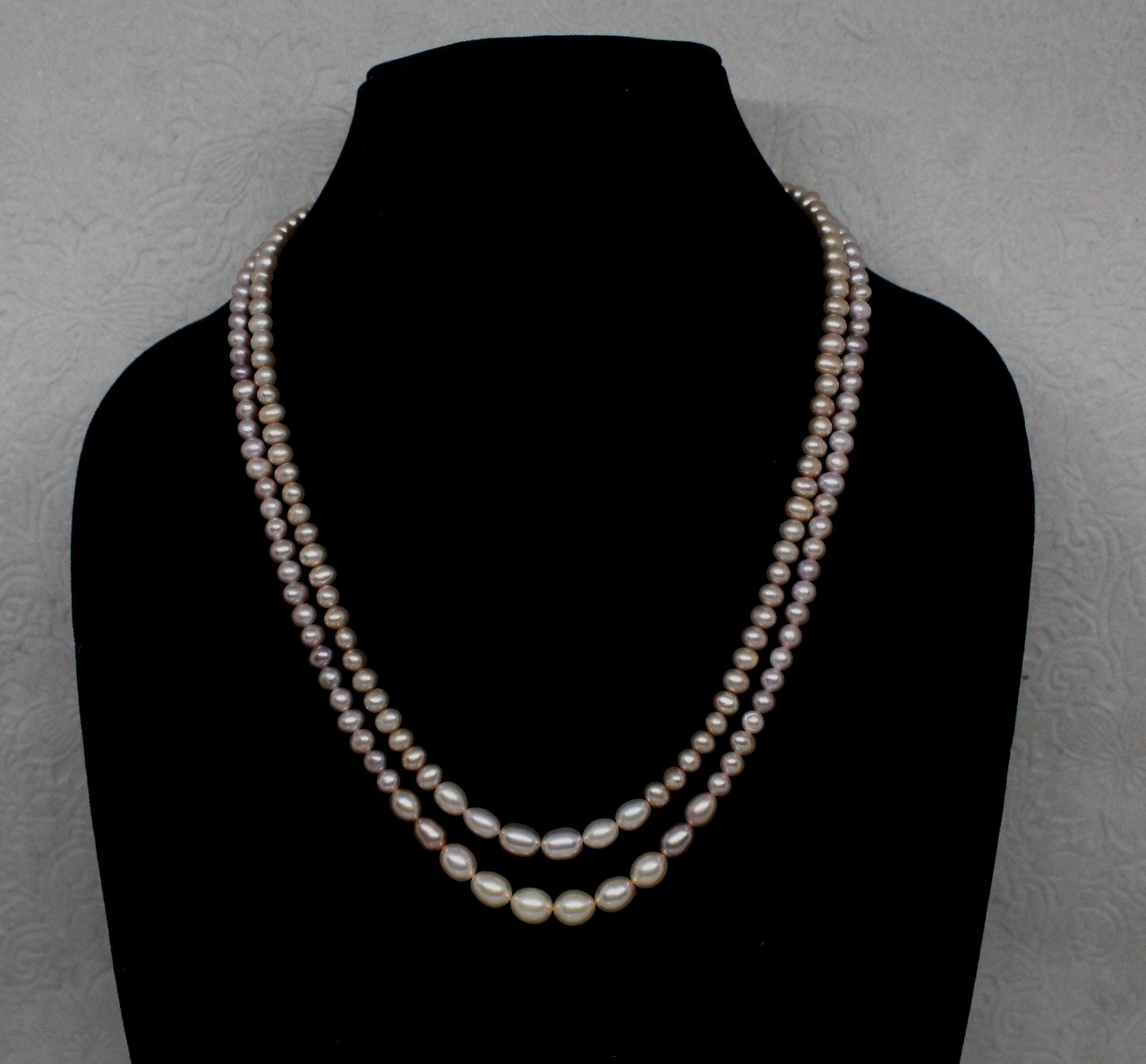 Double layered copper Real Pearls necklace