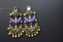 Load image into Gallery viewer, Gemzlane Purple meenakari  Danglers earrings