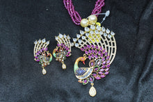 Load image into Gallery viewer, Gemzlane Peacock Beaded Pendant diamond Necklace Set