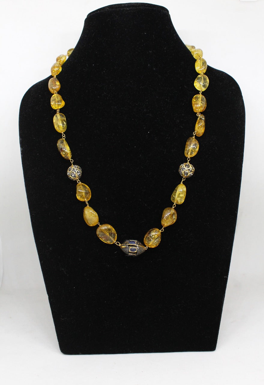 Ravishing  yellow tourmaline beaded Necklace Set