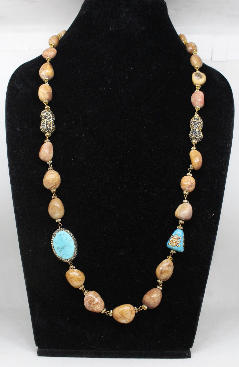 Gemzlane statement  stone Beaded necklace .