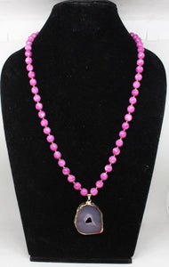Gemzlane statement stone pendant  Beaded necklace